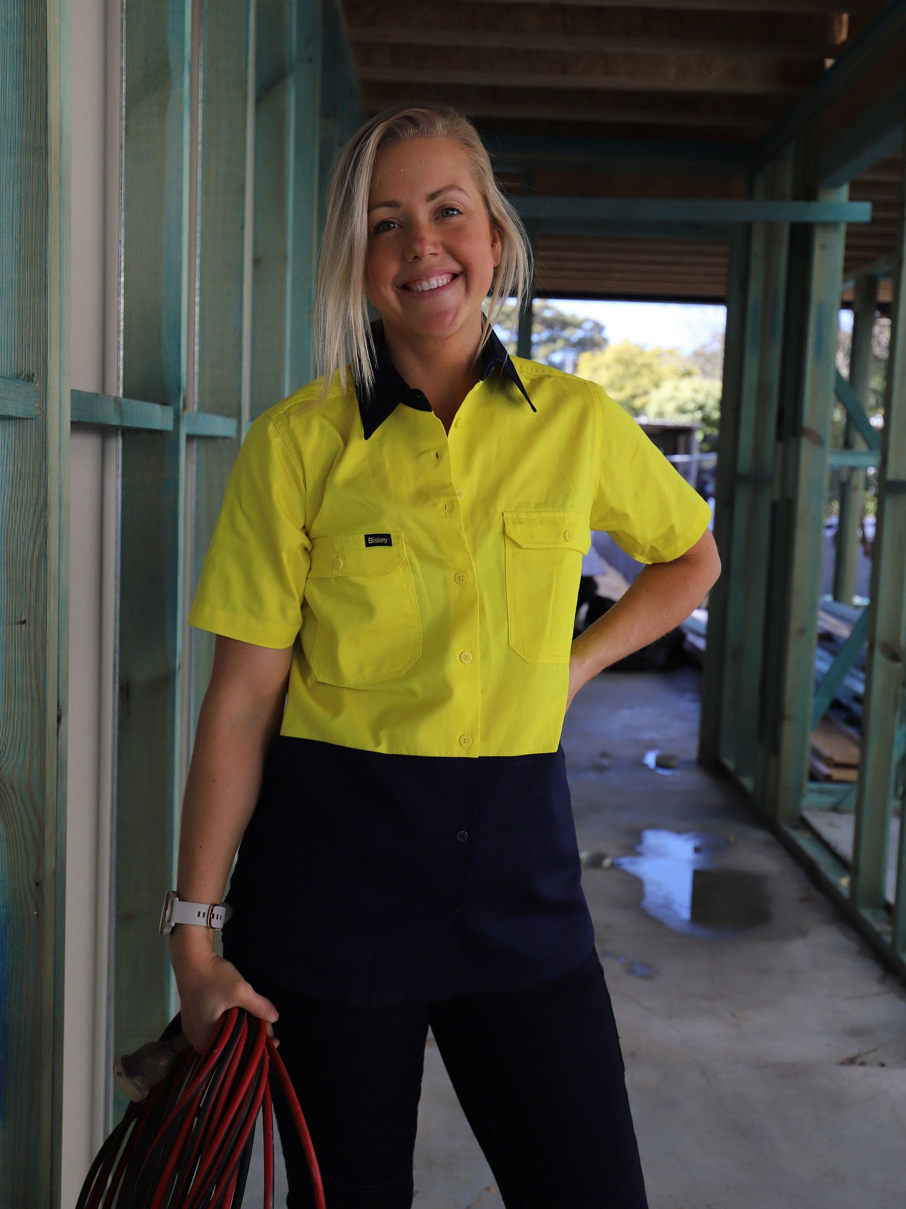 Bisley Women's Cool Lightweight Hi Vis Drill Shirt BL1895