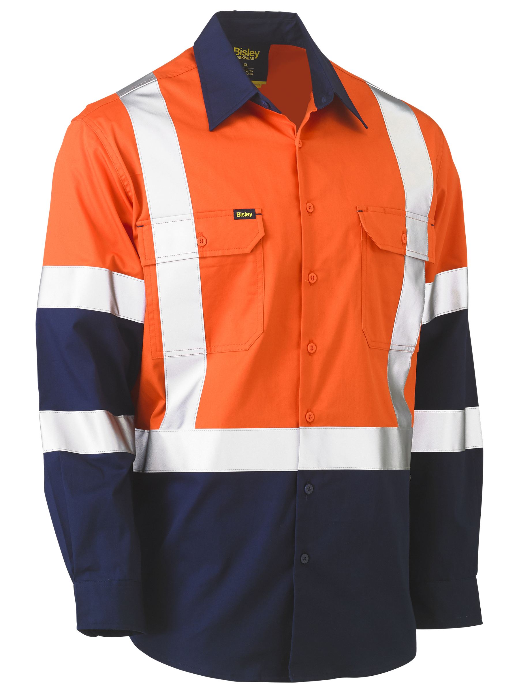Bisley X Taped Biomotion Two Tone Hi Vis Lightweight Drill Shirt BS6696XT