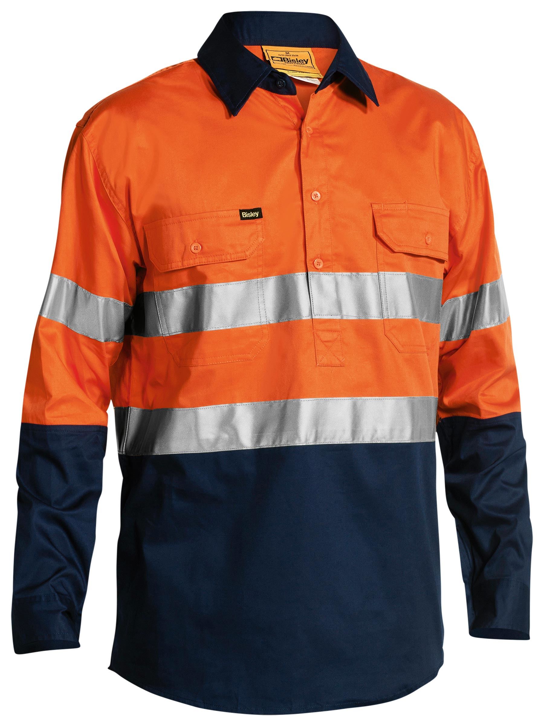 Bisley Taped Hi Vis Closed Front Cool Lightweight Shirt BSC6896