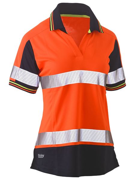 Bisley Women's Taped Two Tone Hi Vis V-Neck Polo BKL1225T