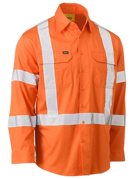 Bisley X Taped Biomotion Hi Vis Cool Lightweight Drill Shirt BS6166XT