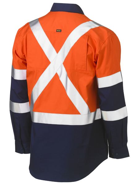 Bisley X Taped Biomotion Two Tone Hi Vis Lightweight Drill Shirt BS6696XT