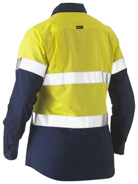 Bisley Recycle Women's Taped Two Tone Hi Vis Drill Shirt BL6996T