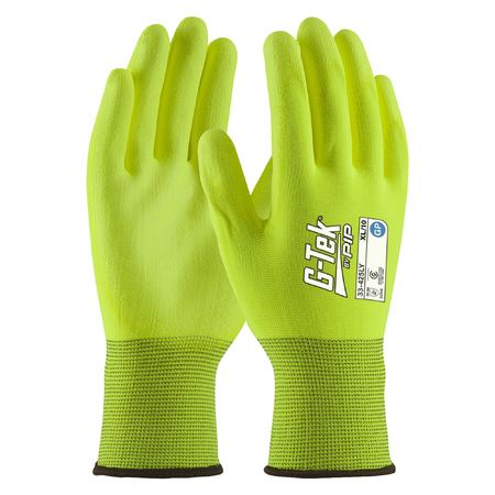 G-Tek 12x 13G Hi Vis Yellow GP Palm Dip Glove-33-425LY