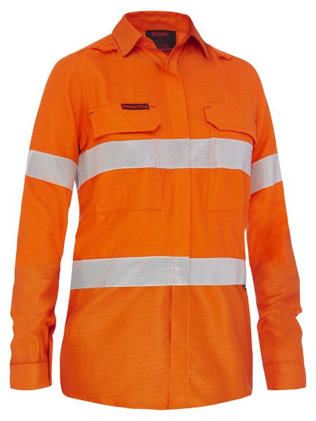 Bisley Apex 160 Women's Taped Hi Vis FR Ripstop Vented Shirt BL8339T