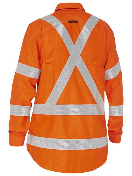 Bisley Apex 185 Women's X Taped Biomotion Hi Vis FR Ripstop Vented Shirt BL8439XT