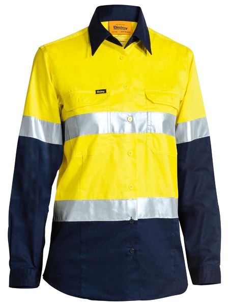 Bisley Women's Taped Hi Vis Cool Lightweight Drill Shirt BL6696T
