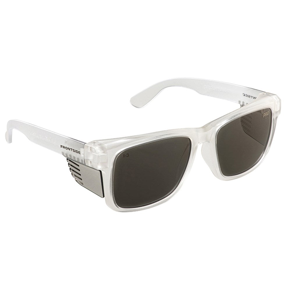 Pro Choice Safety Glasses Frontside Smoke Lens With Clear Frame - 6502