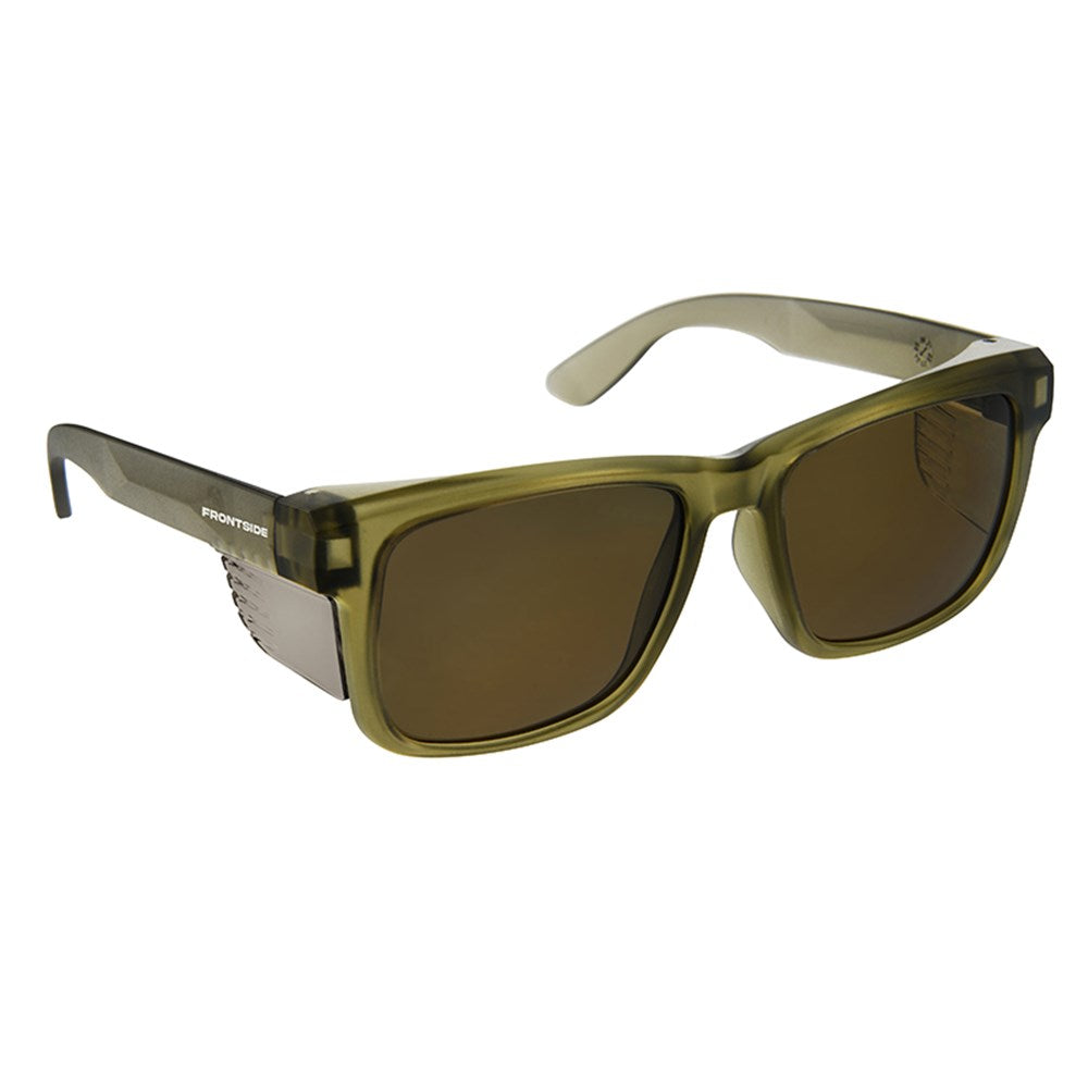 Pro Choice Safety Glasses Frontside Polarised Smoke Lens With Khaki Frame - 6519