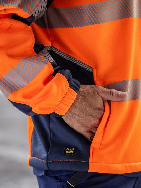 Bisley Flx & Move™ Hi Vis Taped Liquid Repellent Fleece Hoodie BK6571T