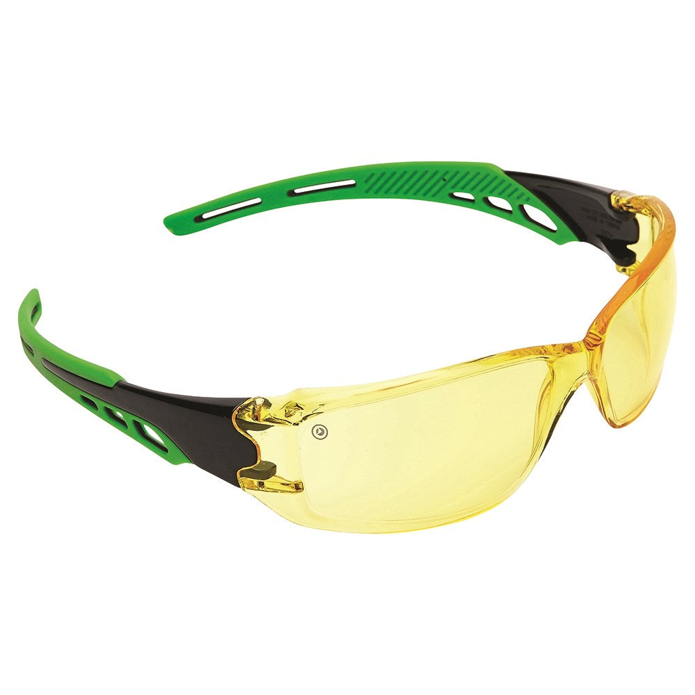 Pro Choice 12x Cirrus Green Arms Safety Glasses Amber A/F Lens - 9185
