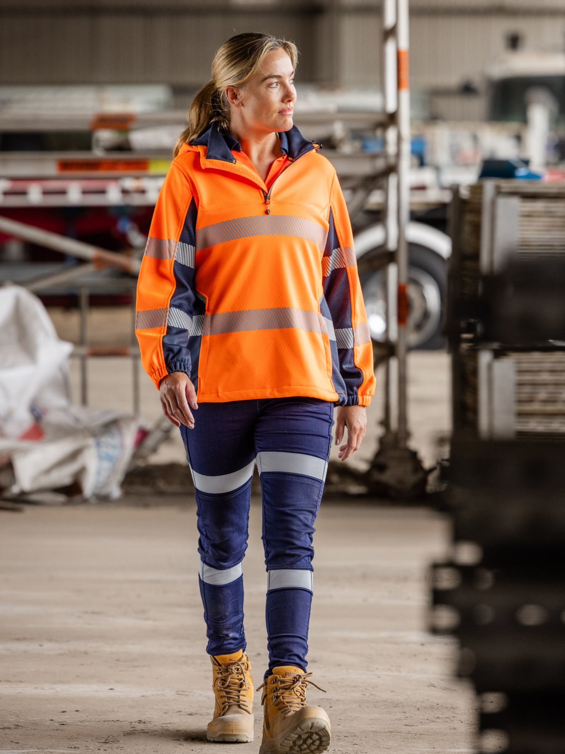 Bisley Women's Flx & Move™ Hi Vis Taped Liquid Repellent Fleece Hoodie BKL6571T