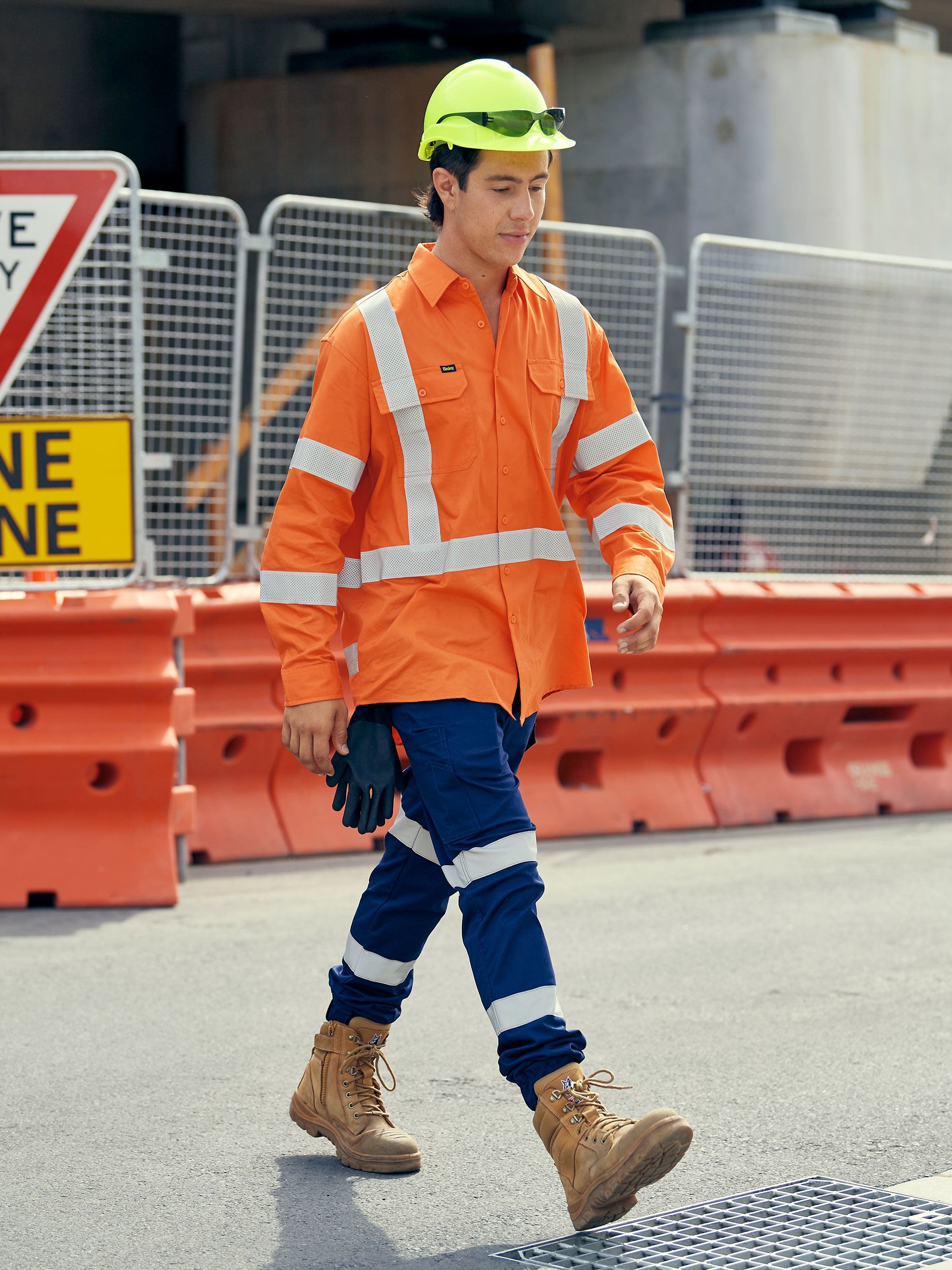 Bisley X Taped Biomotion Hi Vis Cool Lightweight Drill Shirt BS6166XT