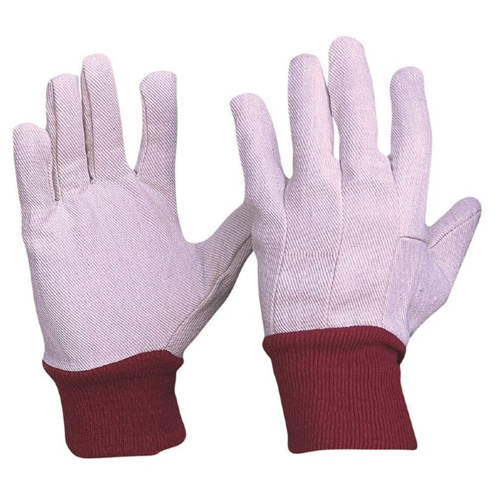 Pro Choice 12x Cotton Drill Red Knit Wrist Gloves Ladies Size -CDR9