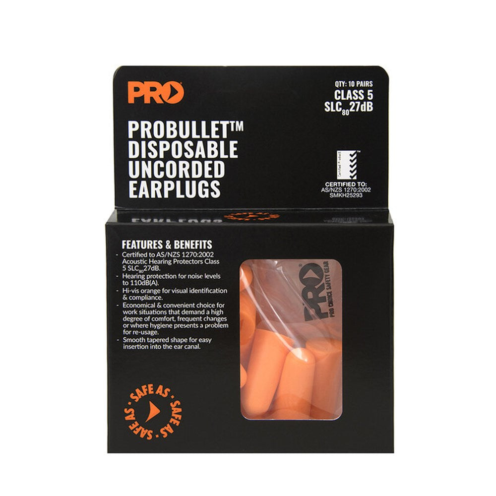Pro Choice Probullet Disposable Uncorded Earplugs 10 Pack Uncorded - EPOU-10