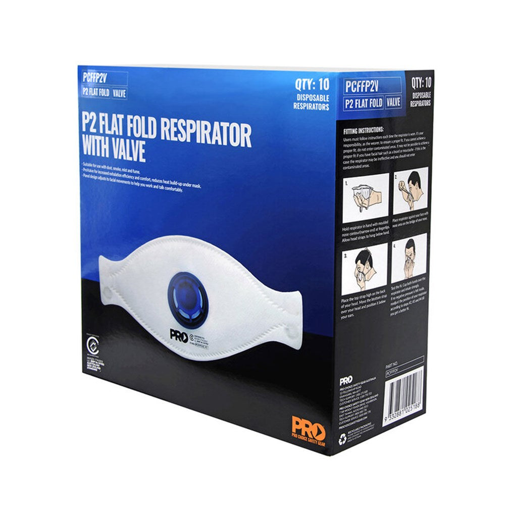 Pro Choice Dust Masks Flat Fold P2+Valve - PCFFP2V