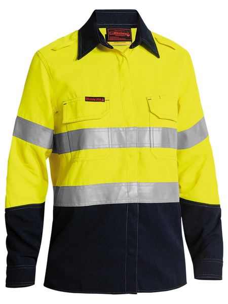 Bisley TenCate Tecasafe® Plus 580 Women's Taped Hi Vis Lightweight FR Vented Shirt BL8098T- Clearance