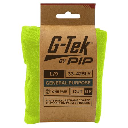 G-Tek 12x 13G Hi Vis Yellow GP Palm Dip Glove-33-425LY