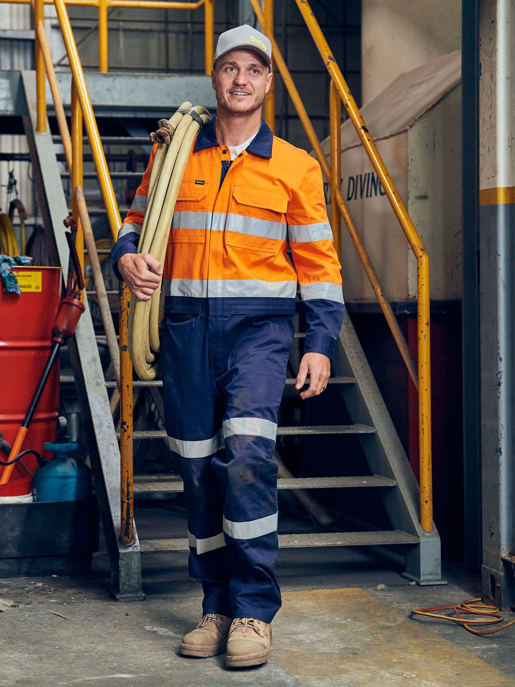 Bisley Taped Hi Vis Coverall with Waist Zip Opening BC6066T