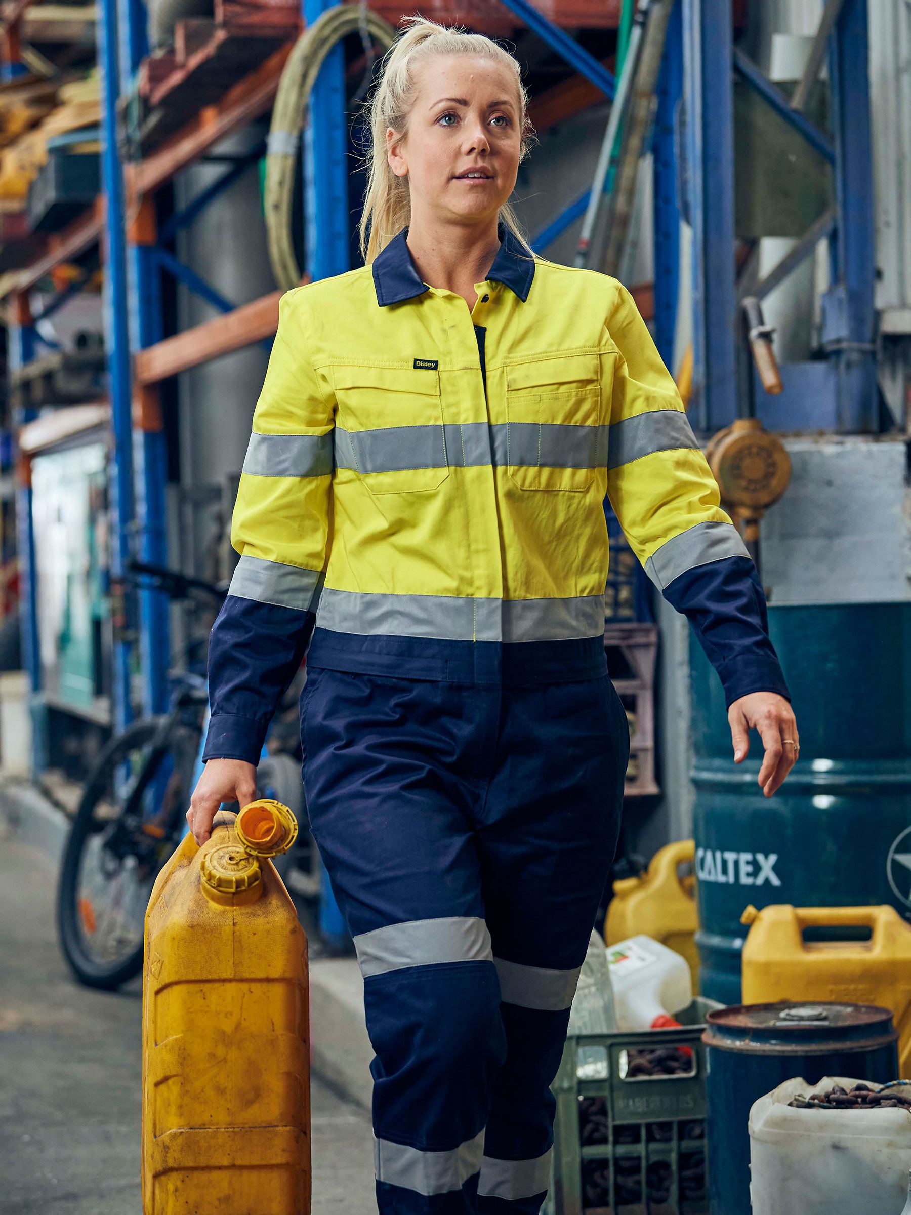Bisley Women's Taped Hi Vis Cotton Drill Coverall BCL6066T