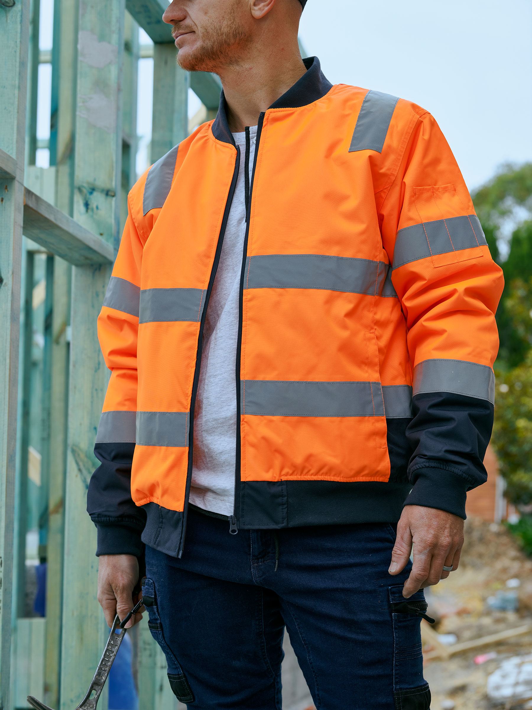 Bisley Taped Two Tone Hi Vis Bomber Jacket with Padded Lining BJ6730T