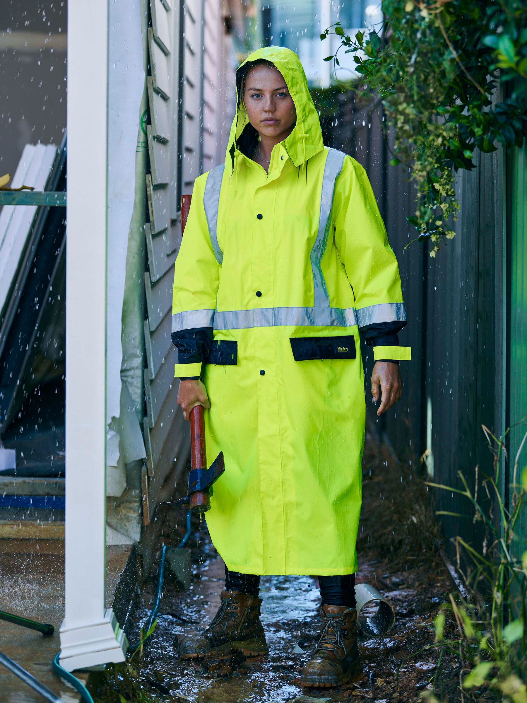 Bisley Taped Hi Vis Long Rain Coat BJ6961T