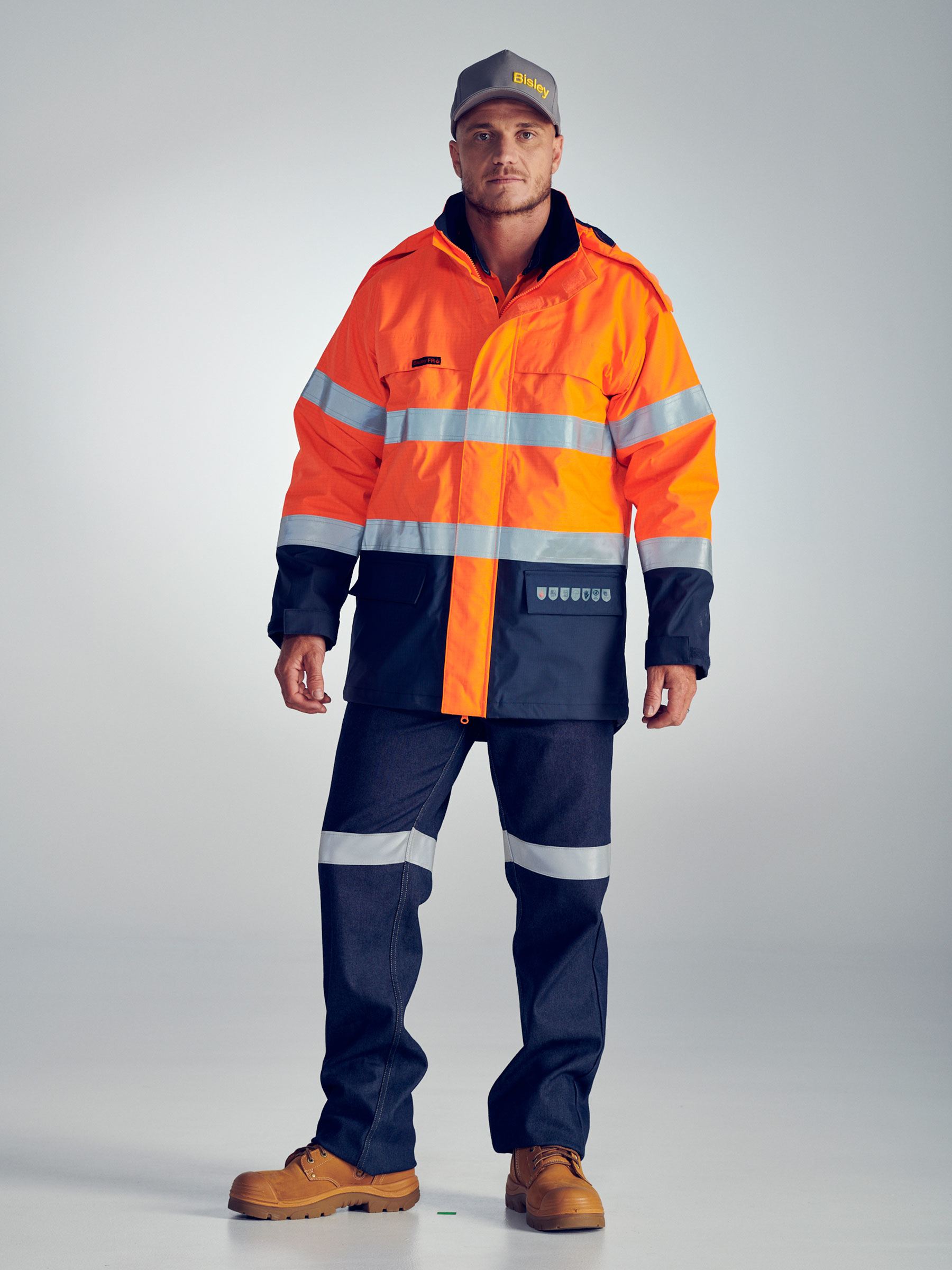 Bisley Taped Hi Vis FR Wet Weather Shell Jacket BJ8110T