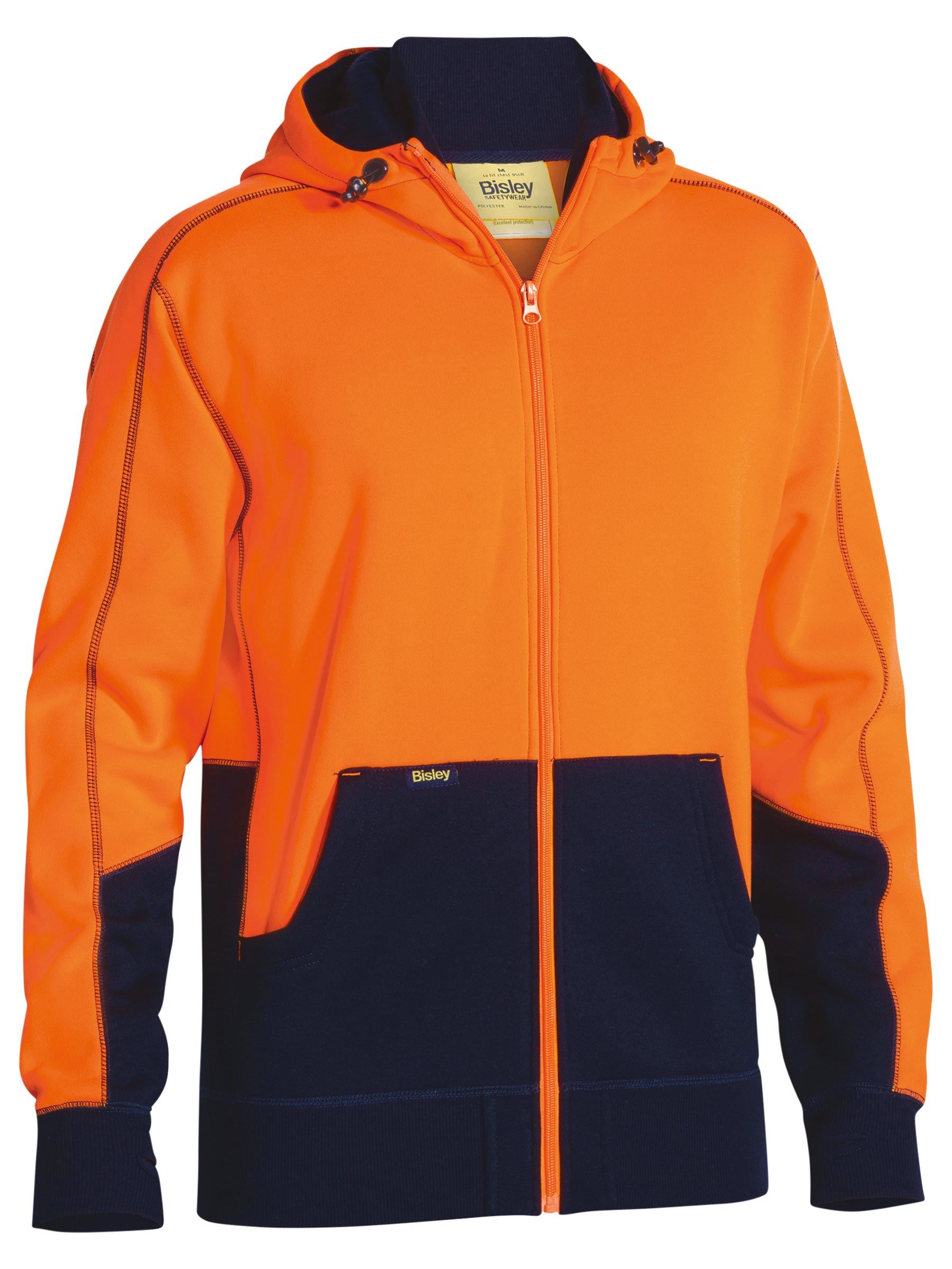 Bisley Hi Vis Zip Front Fleece Hoodie BK6819