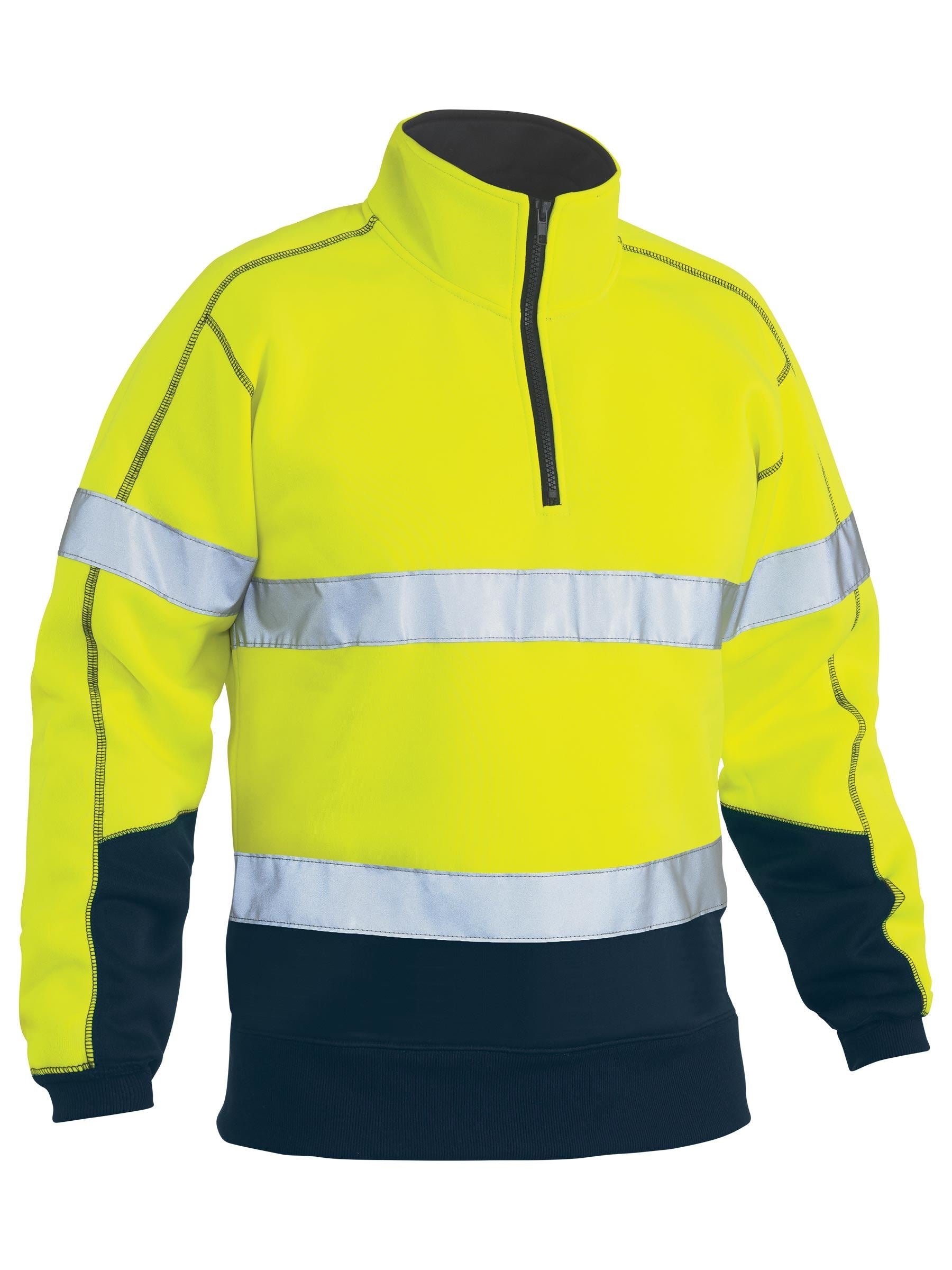 Bisley Taped Hi Vis 1/4 Zip Fleece Pullover BK6989T