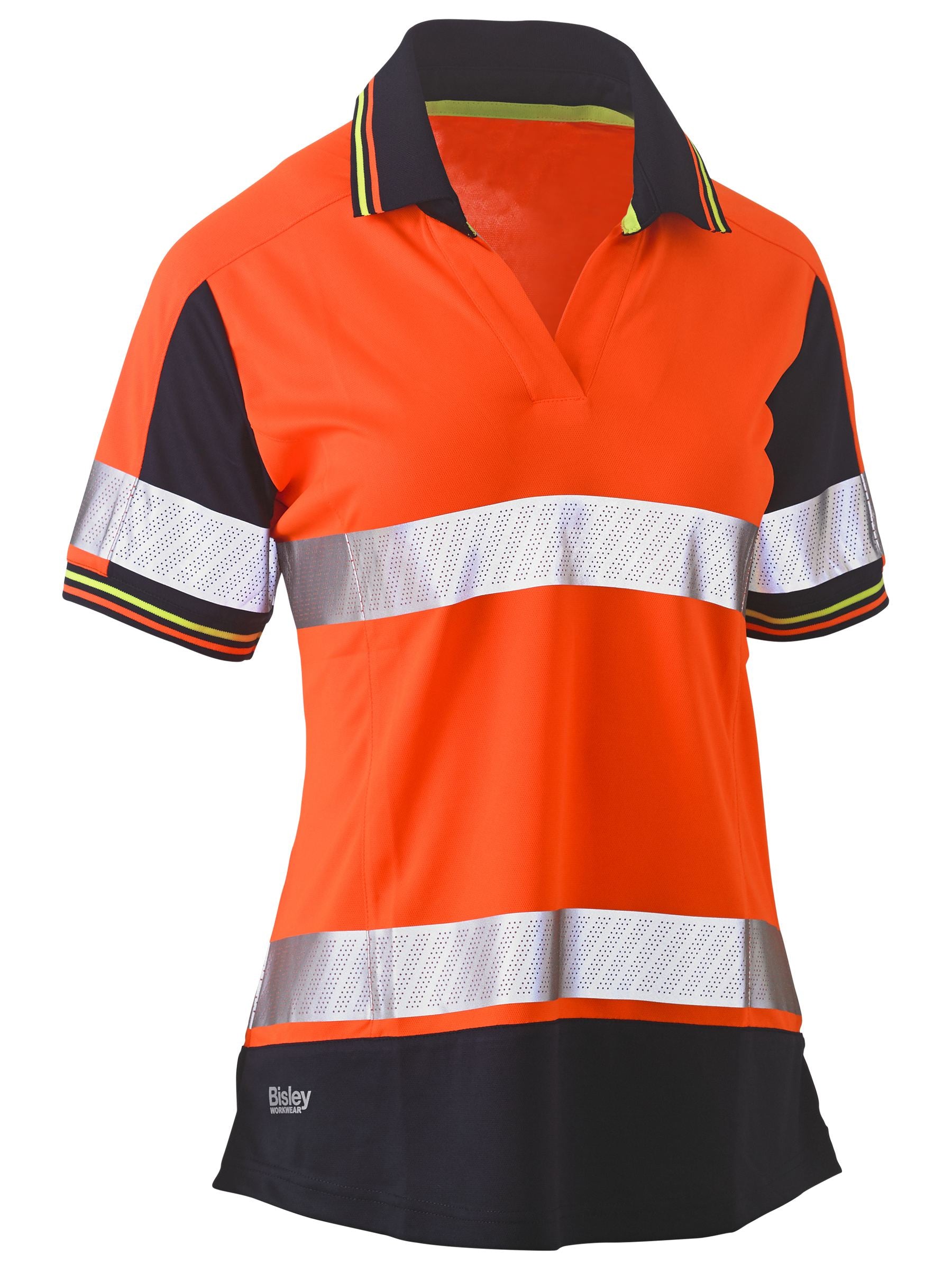 Bisley Women's Taped Two Tone Hi Vis V-Neck Polo BKL1225T