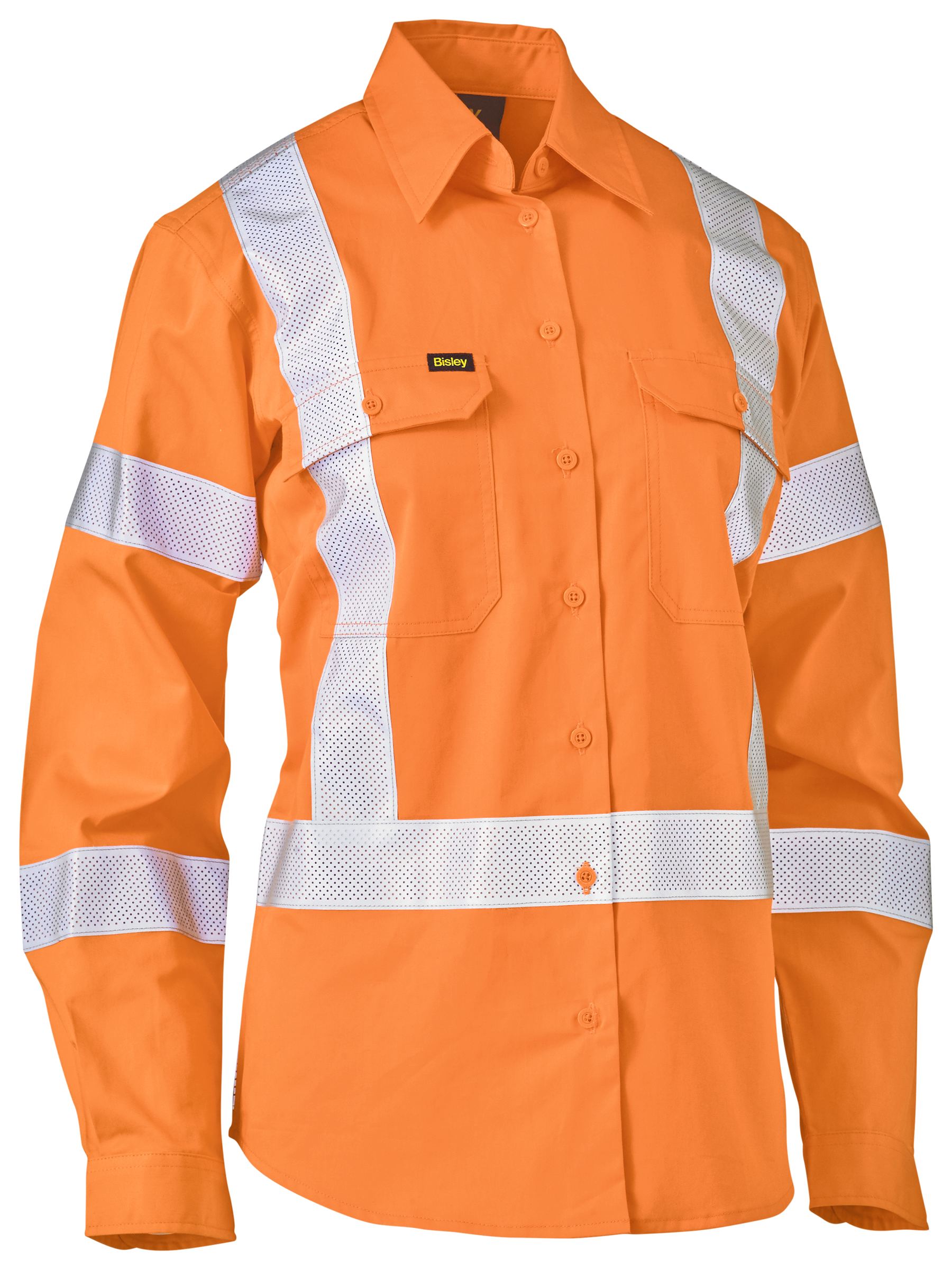 Bisley Women's X Taped Biomotion Hi Vis Cool Lightweight Drill Shirt BL6166XT