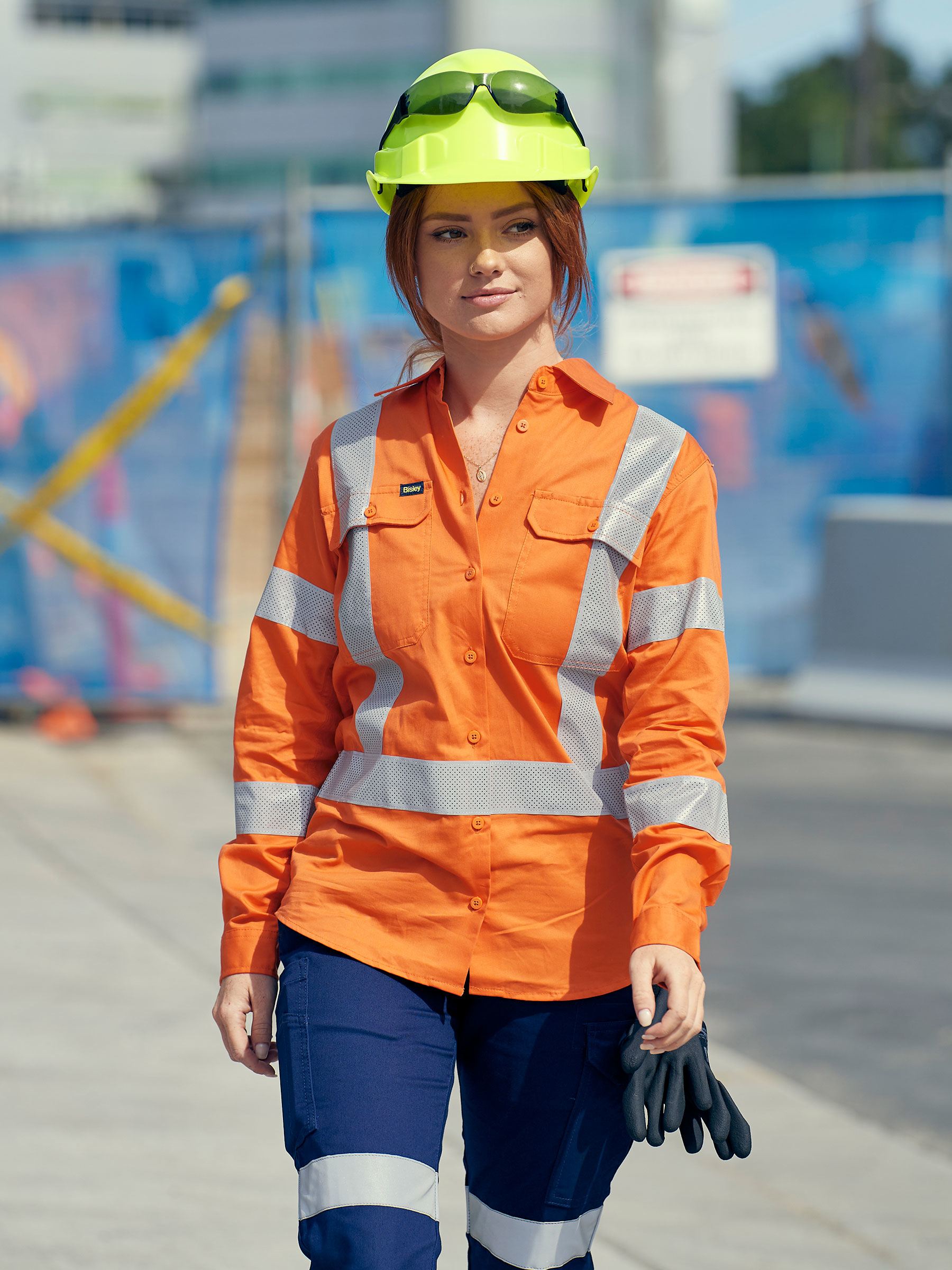 Bisley Women's X Taped Biomotion Hi Vis Cool Lightweight Drill Shirt BL6166XT