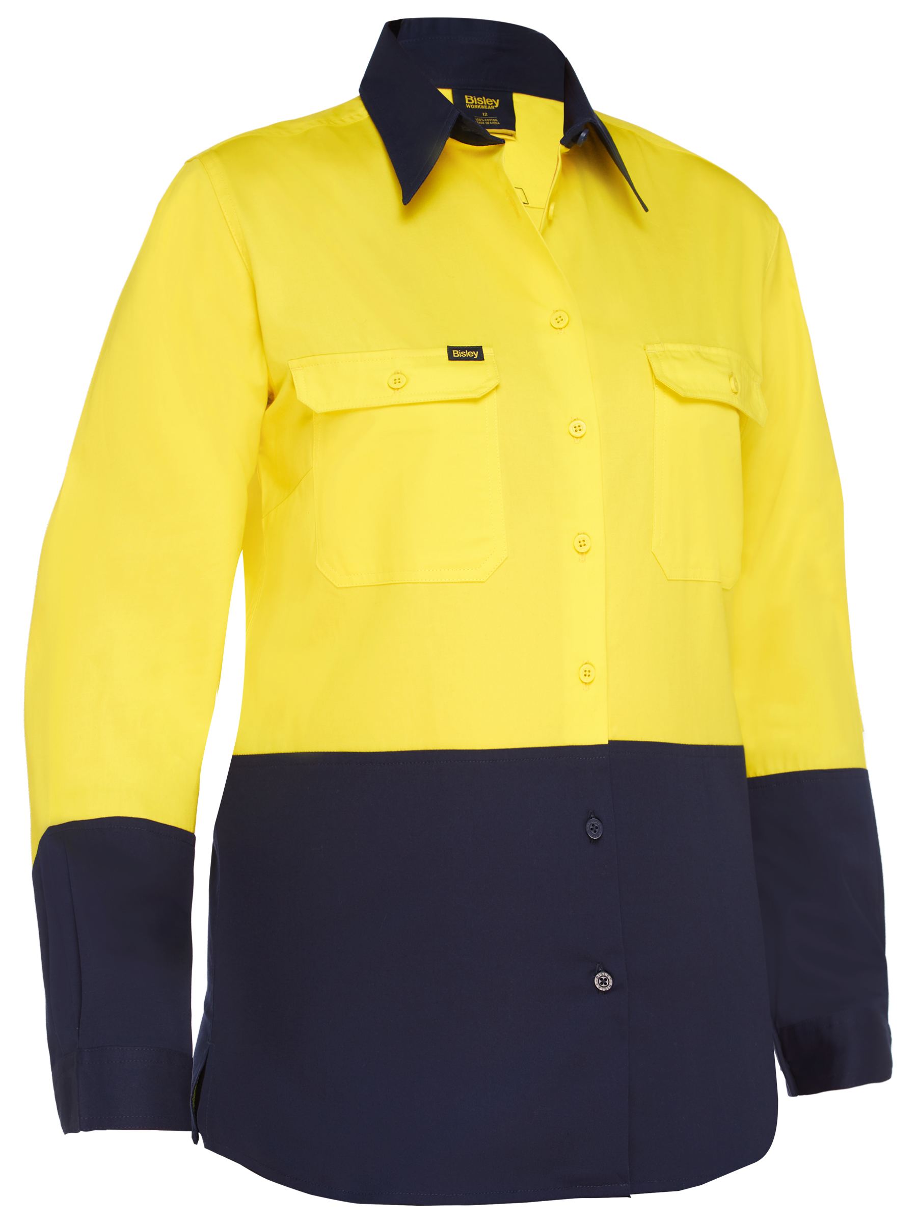 Bisley Women's Cool Lightweight Hi Vis Drill Shirt BL6895