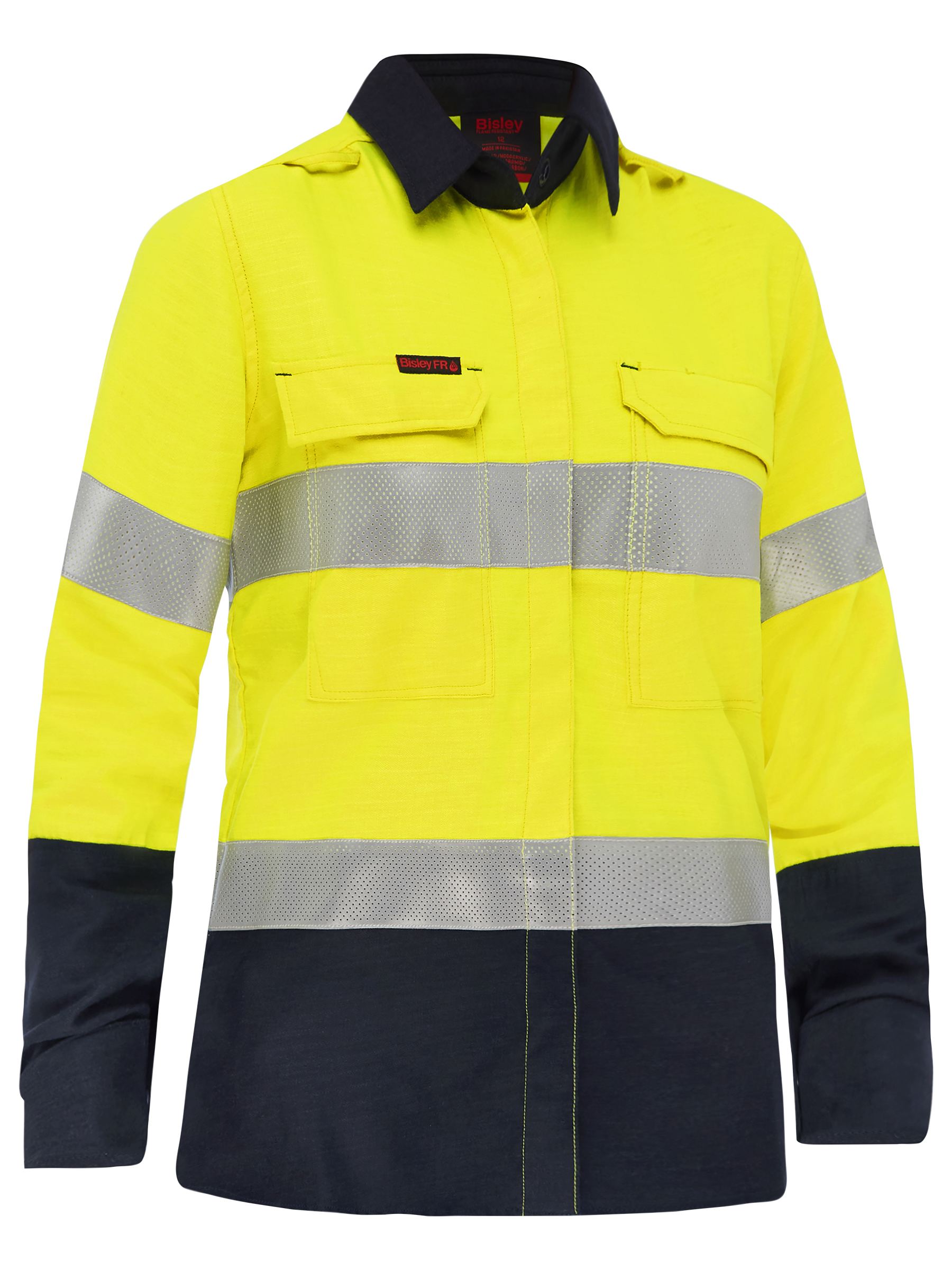 Bisley Apex 160 Women's Taped Hi Vis FR Ripstop Vented Shirt BL8338T