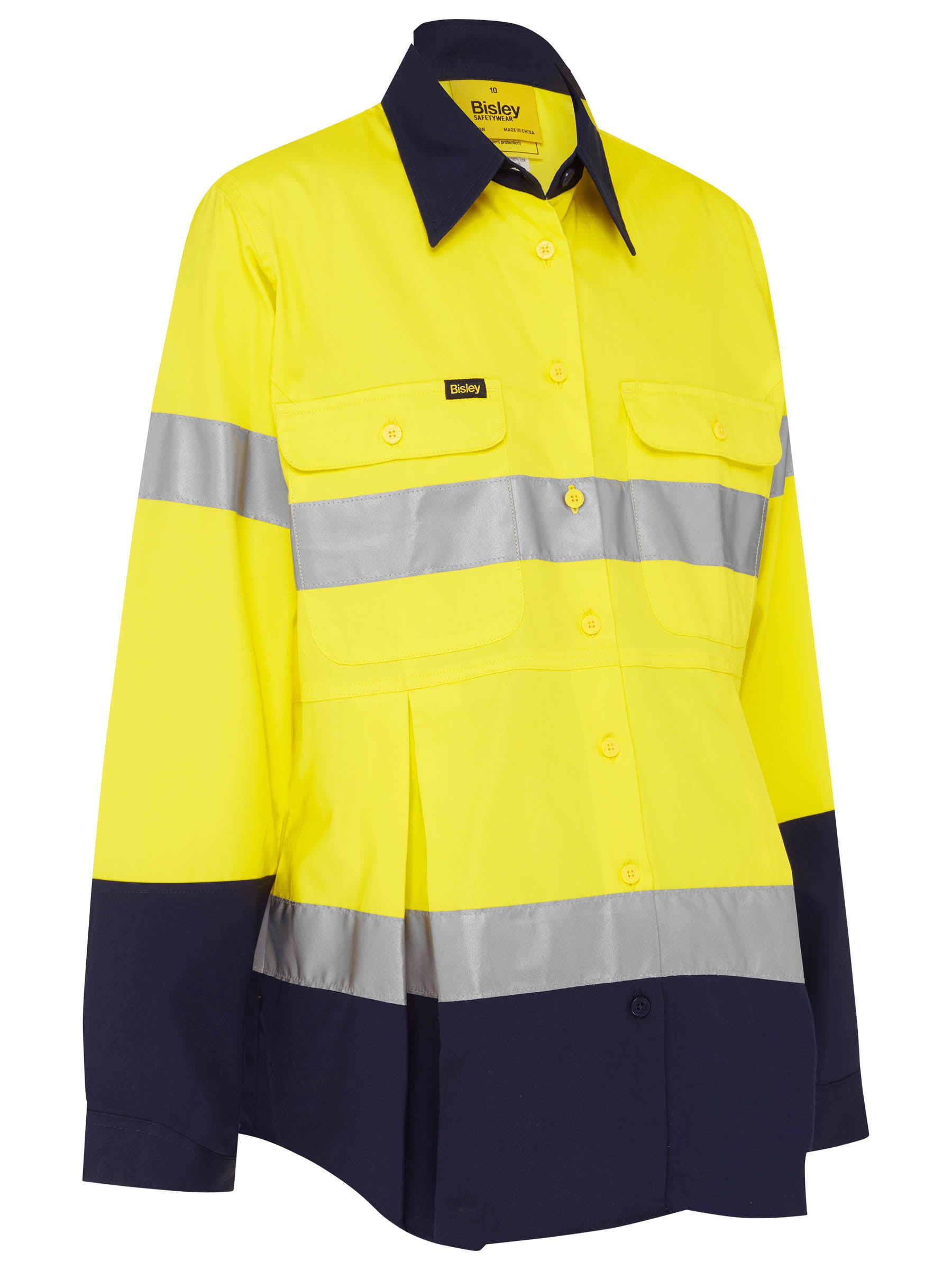 Bisley Women's Taped Hi Vis Maternity Drill Shirt BLM6456T