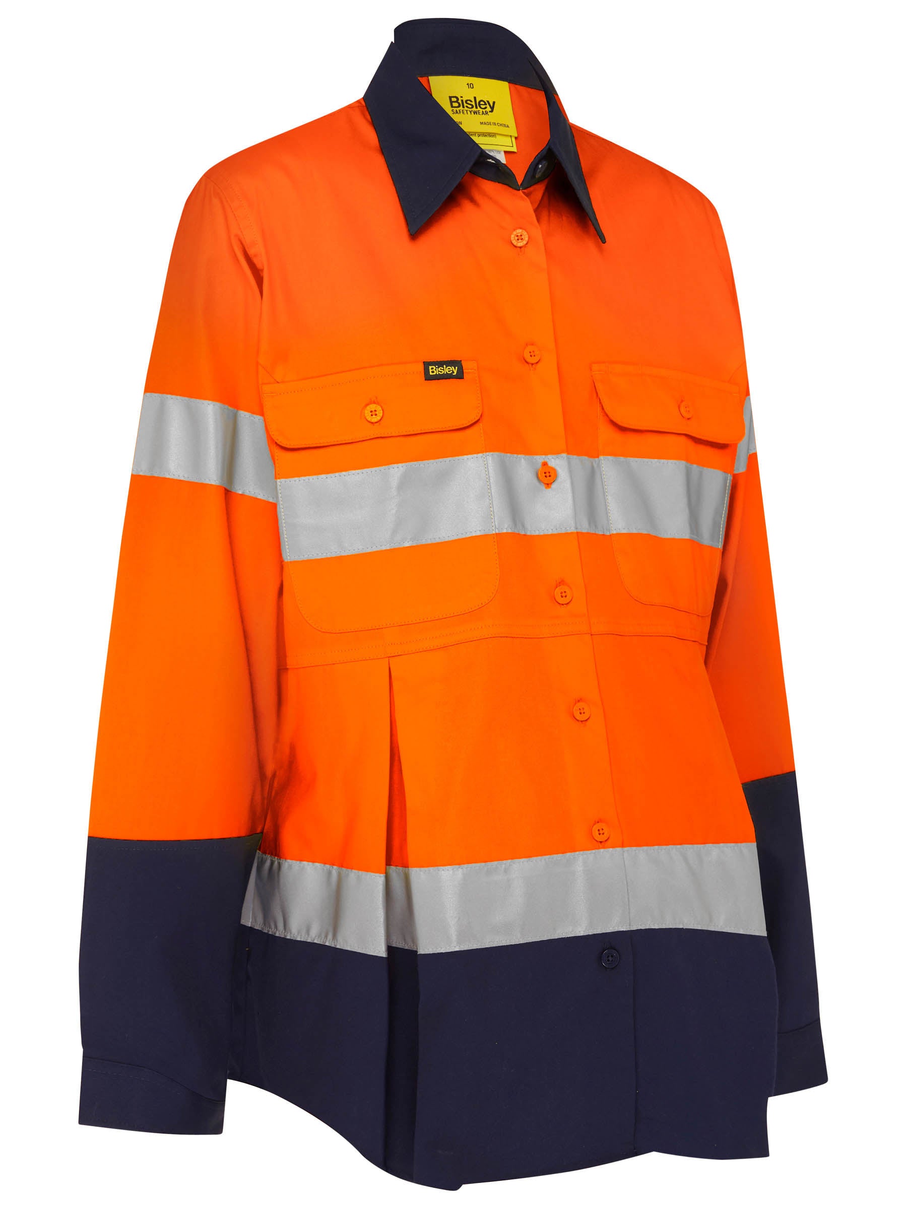Bisley Women's Taped Hi Vis Maternity Drill Shirt BLM6456T