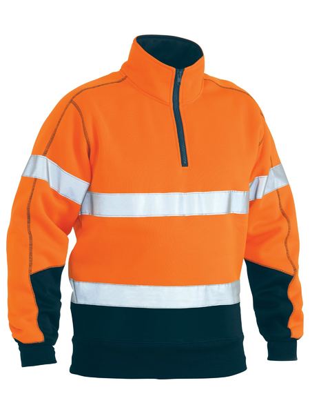 Bisley Taped Hi Vis 1/4 Zip Fleece Pullover BK6989T