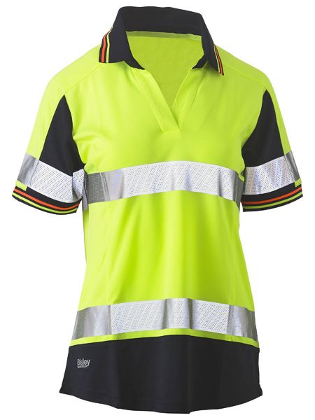 Bisley Women's Taped Two Tone Hi Vis V-Neck Polo BKL1225T