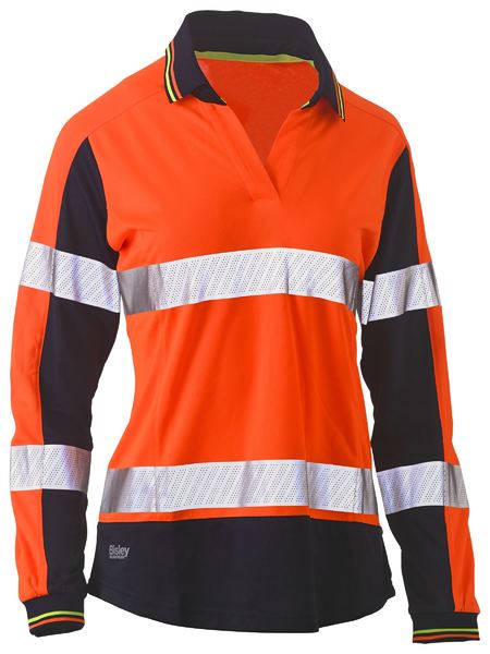 Bisley Women's Taped Two Tone Hi Vis V-Neck Polo BKL6225T