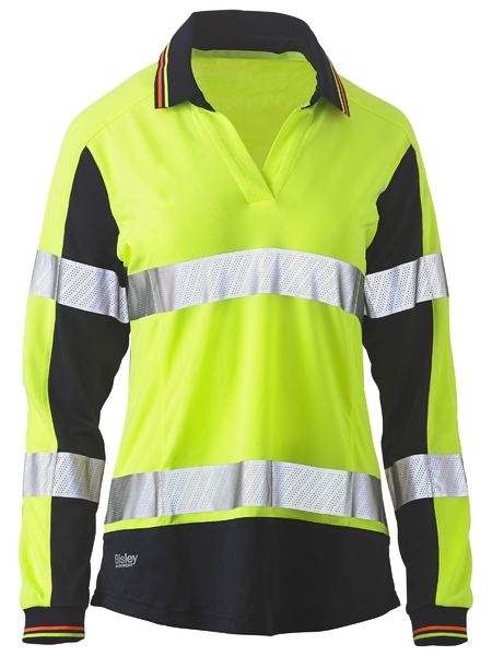 Bisley Women's Taped Two Tone Hi Vis V-Neck Polo BKL6225T