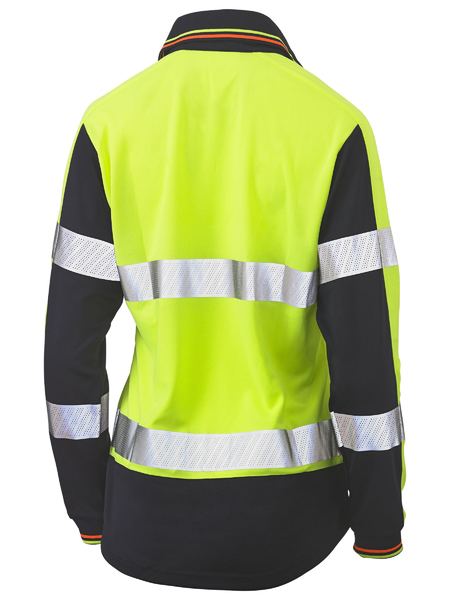 Bisley Women's Taped Two Tone Hi Vis V-Neck Polo BKL6225T