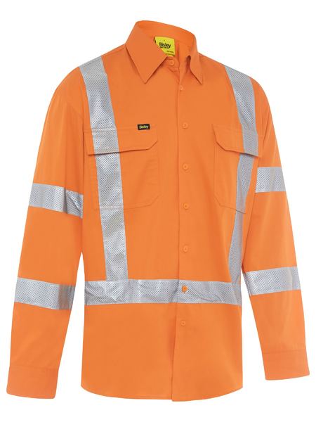 Bisley X Taped Biomotion Hi Vis Cool Lightweight Drill Shirt BS6166XT