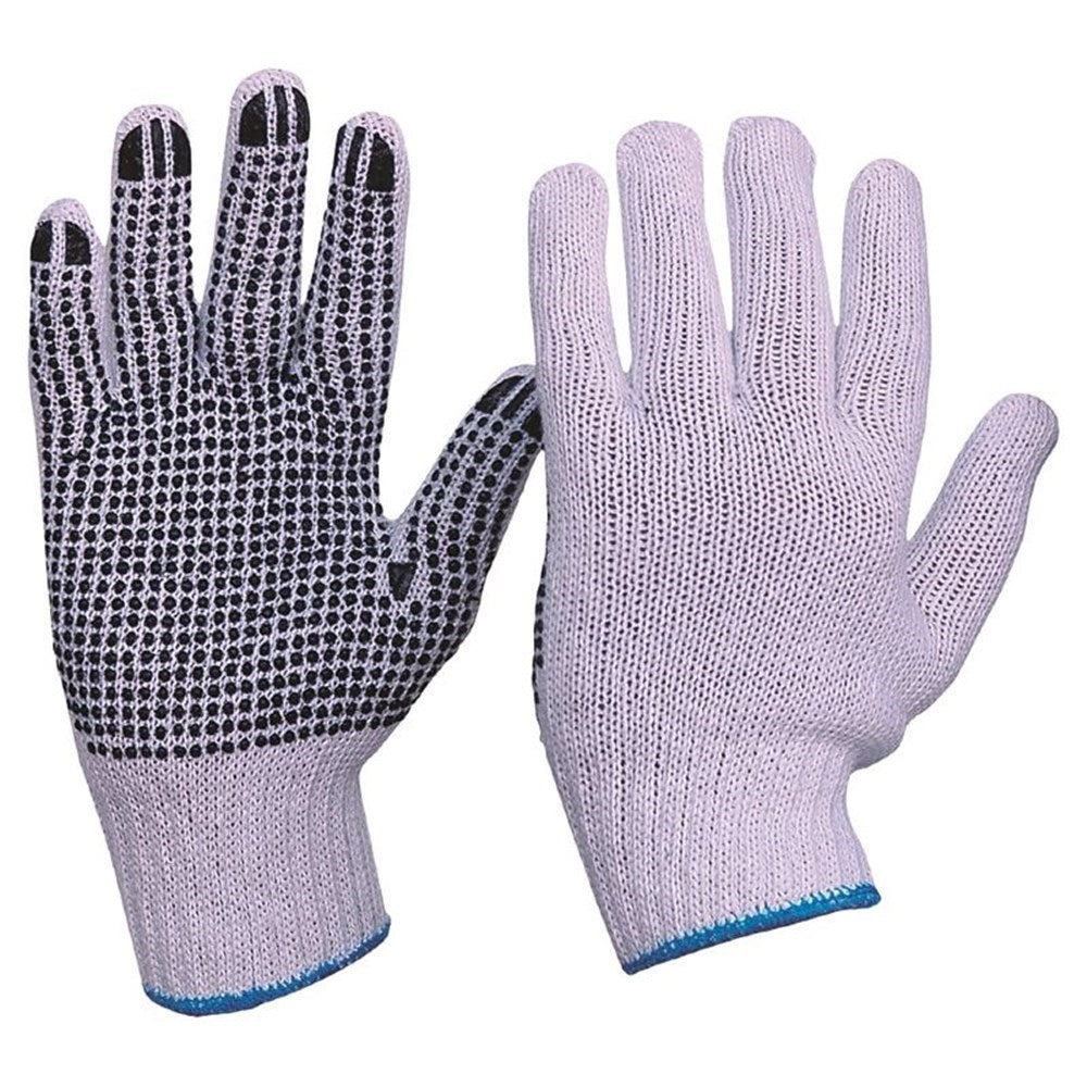 Pro Choice 12x Knitted Poly/Cotton With Pvc Dots Gloves Men Size -342KPDB