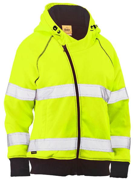 Bisley Women's Taped Hi Vis Fleece Zip Front Hoodie with Sherpa Lining BKL6819T