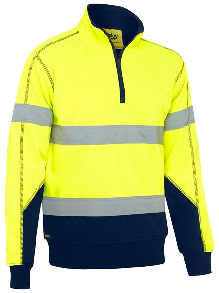 Bisley Taped Hi Vis 1/4 Zip Fleece Pullover with Sherpa Lining BK6987T