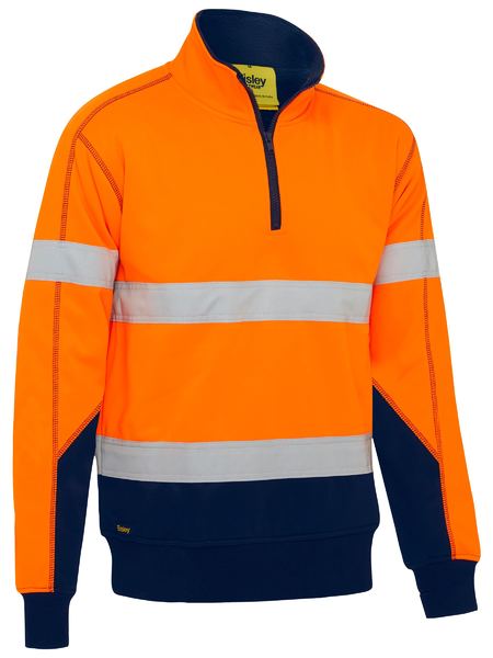 Bisley Taped Hi Vis 1/4 Zip Fleece Pullover with Sherpa Lining BK6987T