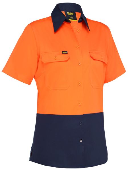 Bisley Women's Cool Lightweight Hi Vis Drill Shirt BL1895
