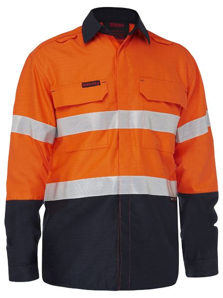 Bisley Apex 185 Taped Hi Vis FR Ripstop Vented Shirt BS8438T