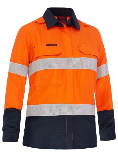 Bisley Apex 160 Women's Taped Hi Vis FR Ripstop Vented Shirt BL8338T