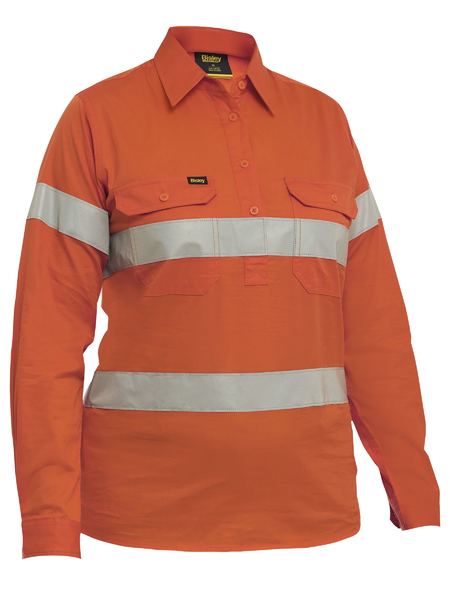 Bisley Women's Taped Hi Vis Cool Lightweight Closed Front Shirt BLC6897T